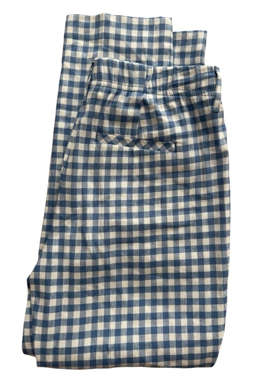 J. Jill Pants - J.Jill Linen Blend Gingham Checkered Blue Pants Size XS